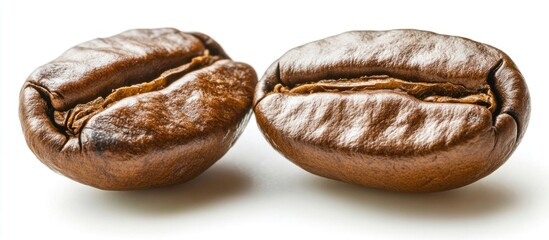 Aufkleber - Premium roasted coffee beans isolated on white background showcasing rich color and texture for beverage and culinary design projects.