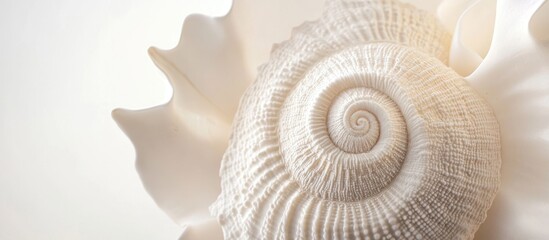 Aufkleber - Elegant seashell displayed on a white background highlighting its intricate patterns and natural beauty for decor and beach-themed projects.