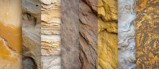 Sticker - Diverse Textures of Sandstone in Varied Colors and Patterns for Natural Stone Backgrounds and Geological Studies