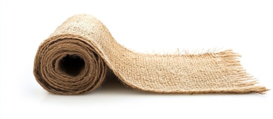Aufkleber - Natural jute roll on white background showcasing texture and versatility for crafts and eco-friendly projects