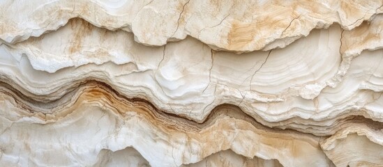 Aufkleber - Textured Layers of Sandstone Wall Masonry Showcasing Natural Striations and Earthy Tones in Close-Up View
