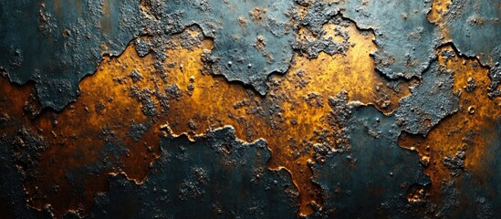 Poster - Textured background of rusted metal with rich colors and patterns ideal for overlaying custom graphics or designs.