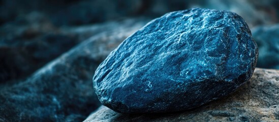 Aufkleber - Dark blue rock texture in natural outdoor setting highlighting unique stone patterns and colors. Ideal for geological or nature-themed projects.