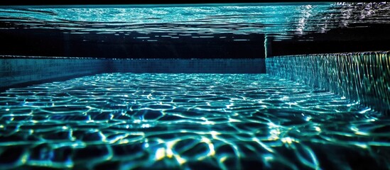 Aufkleber - Sunlight Reflections Creating Ripples on Swimming Pool Water Surface Underwater Aesthetic