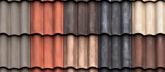Aufkleber - Roof tile texture background showcasing various colors and patterns of traditional roofing materials for architectural and design applications