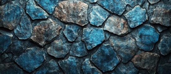 Aufkleber - Seamless azure blue geological rock surface background with natural texture and empty space for design or text overlay