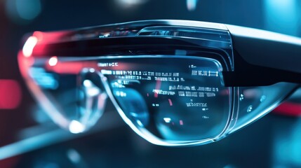Poster - Futuristic smart glasses displaying complex digital information interface