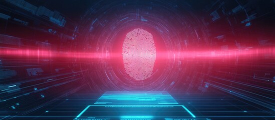 Poster - Futuristic Fingerprint Scanning Interface with Organic Elements and Space for Text Integration in Cybersecurity Theme