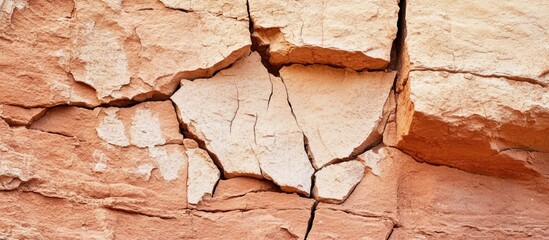 Poster - Fractured Rock Surface Textured Close-Up of Natural Geological Formation in Earth Tones