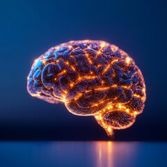 Fototapete - Futuristic AI Learning Visual Neon Digital Brain on Glossy Surface - Cutting-Edge EdTech Content and Modern E-Learning Solutions for Business Innovation