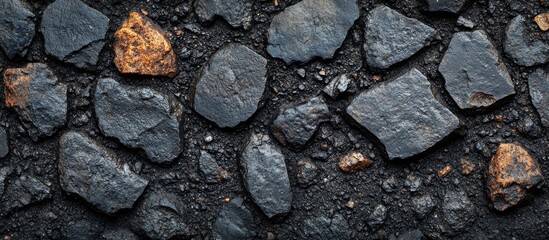 Aufkleber - Detailed texture of rough gray asphalt pavement with fine gravel, ideal for design projects requiring authentic surface material effects.