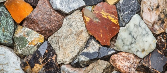 Aufkleber - Colorful natural stone texture background with various shapes and sizes creating a visually striking design for creative projects.