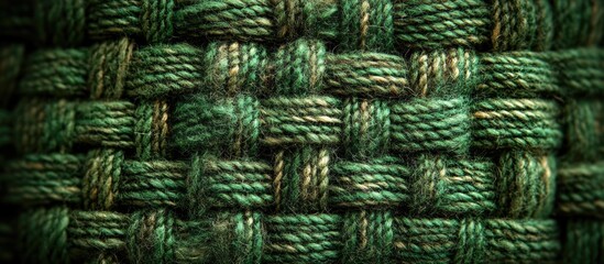 Aufkleber - Close-up of rich green tweed jacquard texture showcasing intricate woven patterns and depth in fabric design.