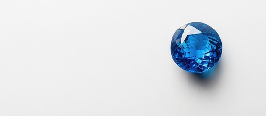 Poster - Sapphire gemstone top view on white background with ample space for customizable text or design elements