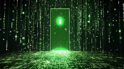 Poster - The Digital Doorway: A Glimmering Passage into the Matrix