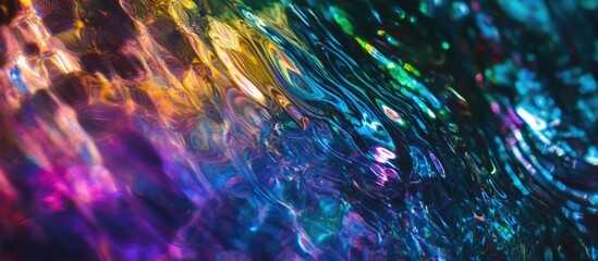 Aufkleber - Colorful water ripples reflecting light creating a vibrant abstract background with a blend of hues and textures.
