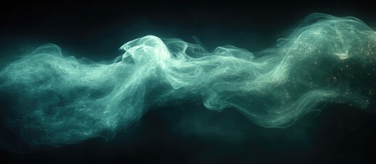 Aufkleber - ethereal green smoke swirling on a dark background creating a mystical and atmospheric visual effect