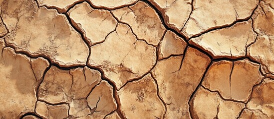 Aufkleber - Closeup of cracked rock surface texture showcasing intricate patterns and earthy tones ideal for backgrounds and design projects.