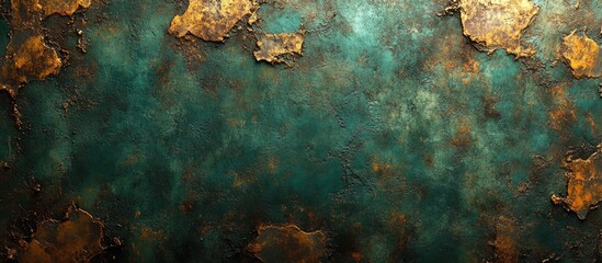 Aufkleber - Vintage green rusty metallic texture background with intricate patterns of rust and scuffs for creative design projects.