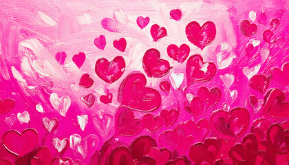 background hearts pink valentine day love heart, oil painting