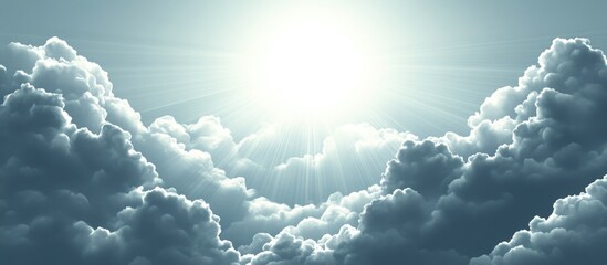 Aufkleber - Dramatic grayscale clouds illuminated by sunlight creating a serene and atmospheric sky backdrop for various projects.