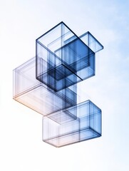 Aufkleber - Futuristic Digital Ecosystem Transparent Glass Cubes in Abstract Formation - AI-Driven Connectivity for Enterprise Cloud Innovation in Tech-Forward Business Solutions