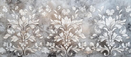 Poster - Gray ceramic tile featuring intricate floral pattern suitable for wall and floor applications in vintage interior design projects