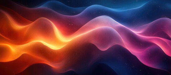 Sticker - Vibrant color wave abstract background for digital design with flowing gradients in shades of orange, pink, and blue for creative projects.