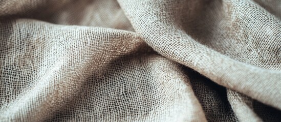 Aufkleber - Textured gray beige linen fabric background showcasing eco-friendly cotton textile with a stylish woven burlap design suitable for various uses