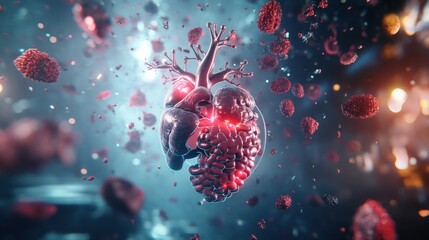 Poster - Abstract Heart and Cell Illustration: A Visual Metaphor for Health and Disease