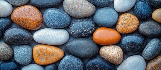 Wall Mural - Colorful Smooth Pebbles Natural Background for Landscaping and Decorative Use