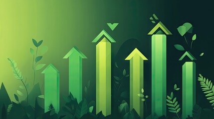 Poster - A financial graph with green arrows pointing upwards, symbolizing economic growth through sustainability.