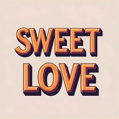 Sweet Love three dimensional text graphic design