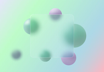 Poster - website landing page template in glass morphism style. square presentation screen with the effect of