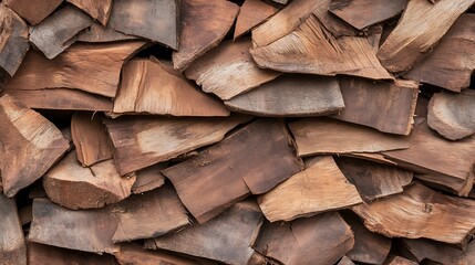 Poster - Natural Firewood Stacked Close Up for Cozy Winter Fires and Rustic Decor : Generative AI