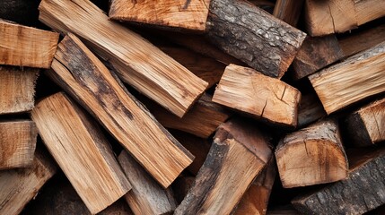 Poster - Stack of firewood logs arranged neatly for warmth and cozy fireplace atmosphere : Generative AI