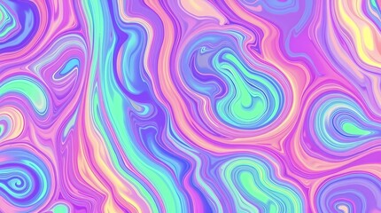 Poster - Colorful abstract pattern with swirling shapes in vibrant pastel shades. Generative AI