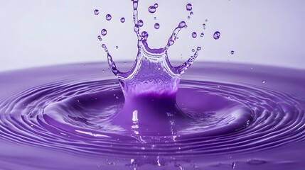 Aufkleber - Captivating image showcasing a vibrant purple water splash with dynamic rippling waves and ethereal bubbles creating a mesmerizing abstract