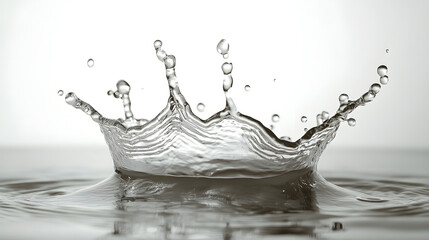 Aufkleber - Dramatic water splash creating an elegant crown shaped wave pattern on a minimalist monochrome background  The image captures the dynamic fluid motion and beauty of water in motion
