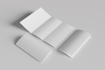 Poster - White A4 tri-fold paper brochure mockup, 3D Rendered isolated on a light background