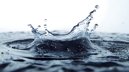 Poster - Dramatic water splash creating a mesmerizing ripple effect in calm transparent liquid  The image showcases the dynamic and powerful nature of water