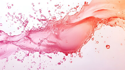 Aufkleber - Mesmerizing abstract art featuring a dynamic splash of vibrant liquid in shades of red orange and pink  The image showcases a captivating display of flowing waves swirling bubbles