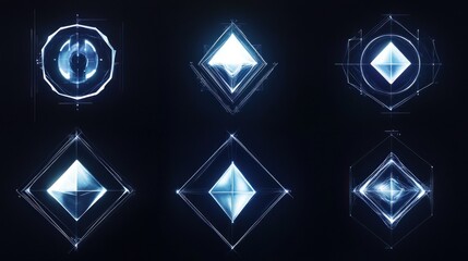 Poster - geometric abstract compositions with diamond and circular elements