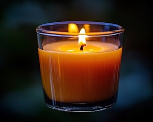 Canvas Print - Burning candle in glass container