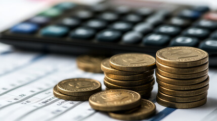 Poster - Digital commerce and business tax regulation, fintech linear icon. Online business taxes and accounting fintech linear vector icon with law or official regulation document and balance weighing scales