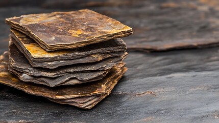 Leinwandbilder - Stacked natural slate stones showcasing textures and colors ideal for construction and decorative projects : Generative AI