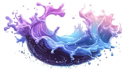 Fototapete - Vibrant Swirling Abstract Color Splash Digital of Waves and Motion  Captivating dynamic image with fluid energetic paint like effects in shades of blue purple and pink
