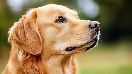 Poster - CloseUp of a Loyal Golden Retriever Dog Capturing the Essence of Loyalty and Joy : Generative AI