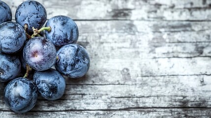 Poster - Fresh Plump Grapes Piled on Rustic Wooden Table for a Healthy Snack or Delicious Dessert : Generative AI