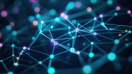 Poster - Abstract Neural Network Connection Background with Glowing Nodes and Lines